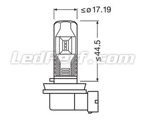 Ensemble des dimensions de l'ampoule LED H11 Osram LEDriving HL Easy pour antibrouillards