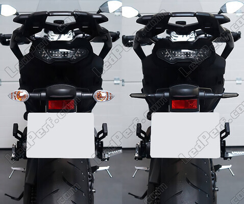 Vergleich vor und nach der Installation Dynamische LED-Blinker + Bremslichter für Honda CB 500 F (2016 - 2018)