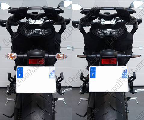 Comparatif avant et après le passage aux clignotants Séquentiels à LED de Aprilia RS 125 Tuono