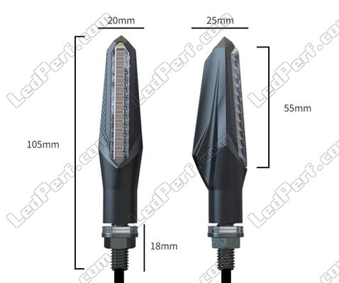 Ensemble des dimensions des Clignotants Séquentiels à LED pour CFMOTO GT 400 (2019 - 2022)