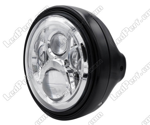 Exemple de Phare rond noir avec un optique LED chromé de Suzuki Intruder 800 (1992 - 2003)