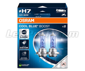 Ampoules H7 Osram Cool Blue Boost 5 500K  effet xénon ref: 62210CBB-2HB dans packaging de 2 ampoules